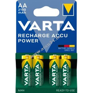 Varta oplaadbare batterij Mignon AA HR06 Voorgeladen 1,2V 2100mAh blisterverpakking van 4