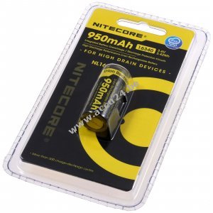 Nitecore Li-Ion celbatterij type 16340 NL169 950mAh