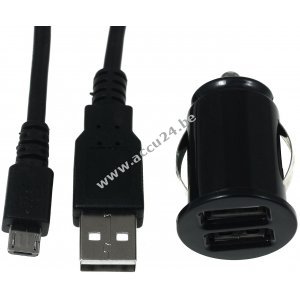 Mini KfZ-Ladeadapter inkl. 2.0 High-Speed USB-Kabel met Micro USB