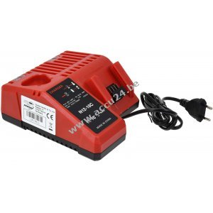 Lader voor AEG/ Milwaukee gereedschap accu's 12V-14.4V-18V/ Li-Ion