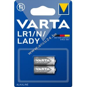 Varta Alkaline batterij, LR1 N LADY 1,5V blisterverpakking van 2