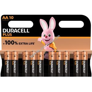 Duracell Alkaline Mignon AA LR06 1,5V Plus Extra Leven 10er Blisterverpakking