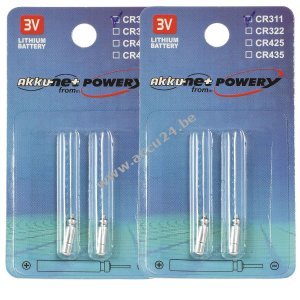 4x stokbatterij, penbatterij CR311 voor bijv. visstokken, beetverklikker lithium 2x2 blisters