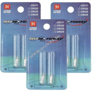 6x stokbatterij, penbatterij CR311 voor bijv. visstokken, beetverklikker lithium 3x2 blisters