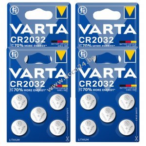 20x VARTA CR2032 DL2032 ECR2032 Lithium knoopcellen - 4x blisterverpakking van 5 voor horloges, autosleutels