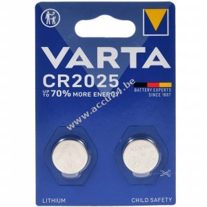 Varta lithium knoopcel CR2025 DL2025 blisterverpakking van 2