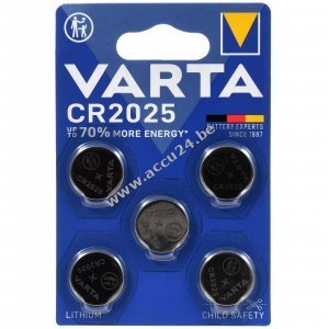 Varta Lithium knoopcel CR2025 DL2025 blisterverpakking van 5