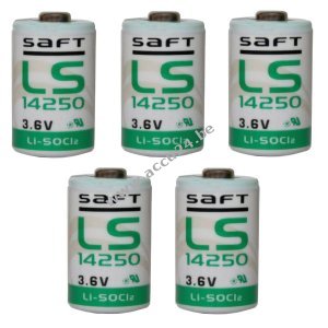 5x Lithium batterij Saft LS14250 1/2AA 3,6Volt