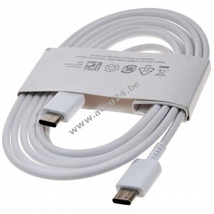 Originele Samsung USB-C naar USB-C kabel EP-DW767 voor opladen, 1,8 m, 3 A, 25 W/45 W, wit