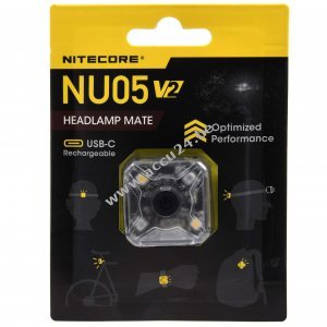 Nitecore NU05 V2 Mini LED signaallamp, buitenlamp, hoofdlamp, USB-C