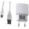 Multi-Ladeadapter met 2x USB 2,1A inkl. 2.0 High-Speed USB-Kabel met Micro-USB wit