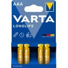 Varta Batterijen AAA LR03 Alkaline Micro Longlife 1,5V Blisterverpakking van 4