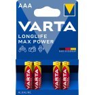 Varta Batterijen AAA LR03 Alkaline Micro Longlife Max Power 1,5V Blisterverpakking van 4